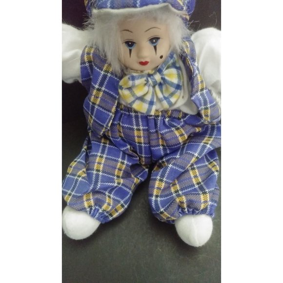 Vintage 6" Hard Plastic Face Mardi Gras Renaissance Clown Jester - Picture 4 of 10